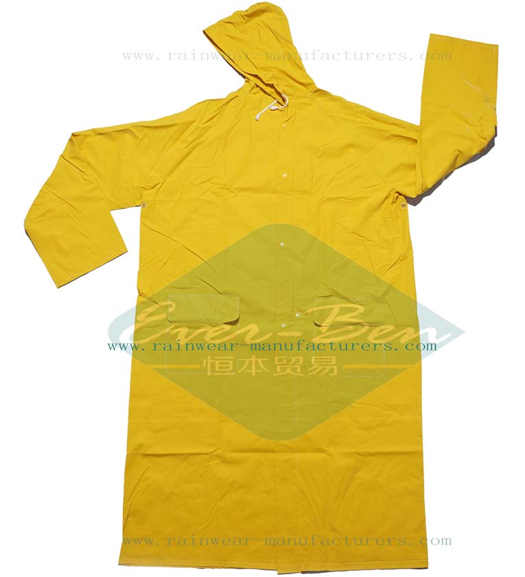 PVC Yellow Raincoat-Long Raincoat-Plastic Rain Suit-Heavy Duty Raincoat